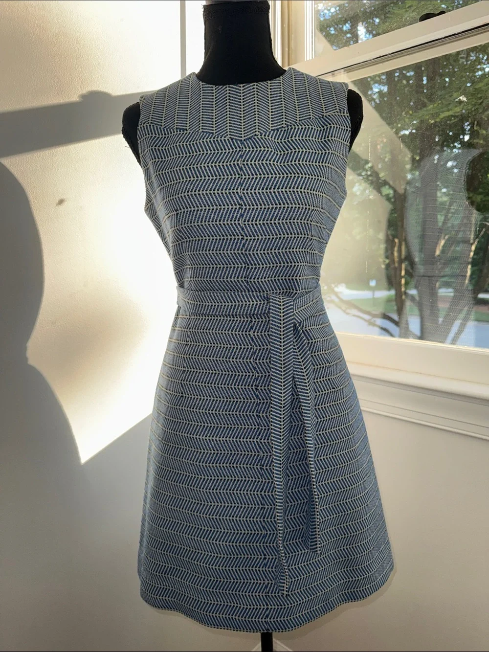 J. Crew Navy Chevron Sleeveless Shift Dress